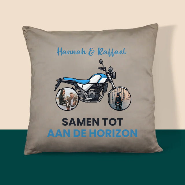 Fotocollage: Samen Tot Aan De Horizon - Kussen (Monogram)