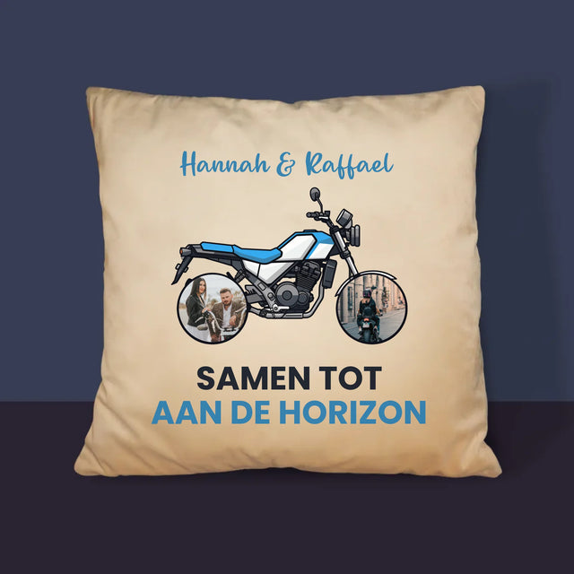 Fotocollage: Samen Tot Aan De Horizon - Kussen (Monogram)