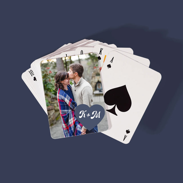 Fotocollage: Initialen Hart - Speelkaarten