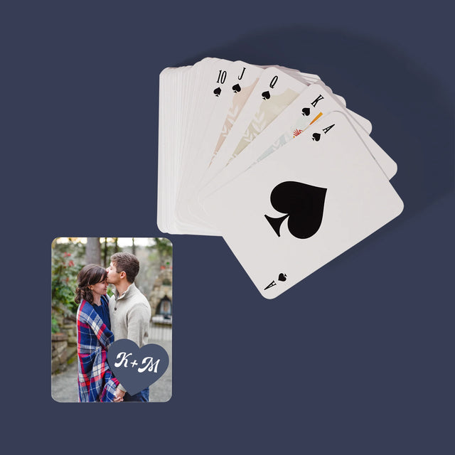 Fotocollage: Initialen Hart - Speelkaarten