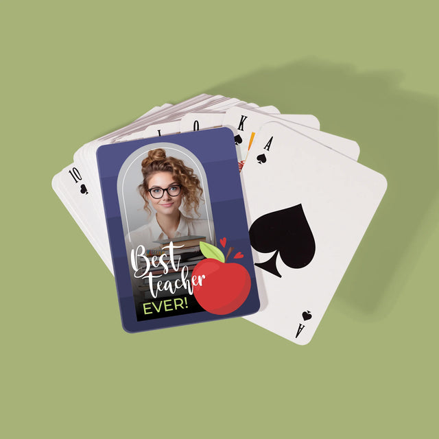 Foto En Handtekening: Best Teacher Ever - Speelkaarten