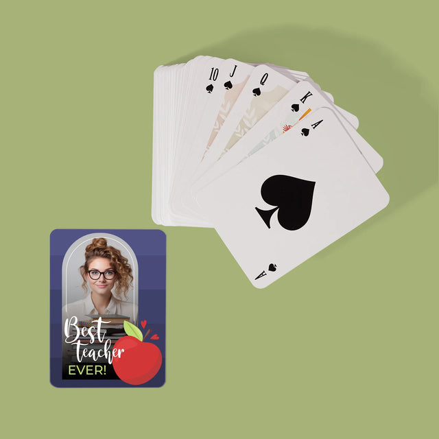 Foto En Handtekening: Best Teacher Ever - Speelkaarten