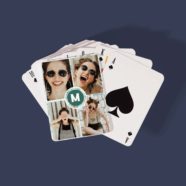 Fotocollage: Monogram Bloemen - Speelkaarten