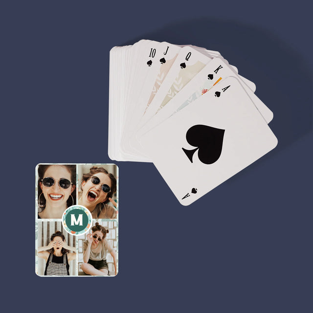 Fotocollage: Monogram Bloemen - Speelkaarten