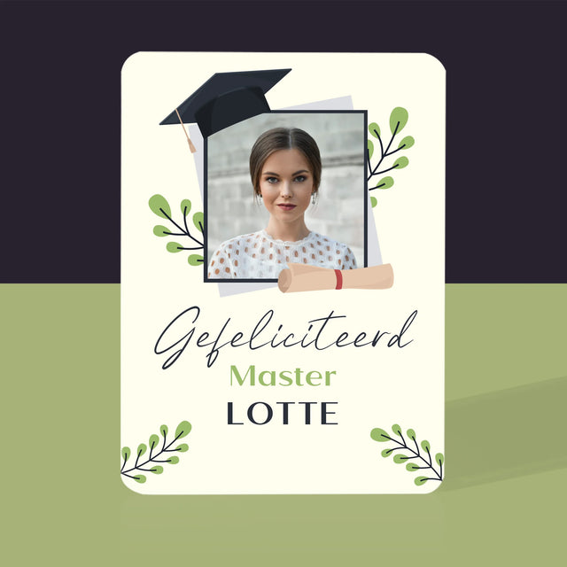 Foto En Handtekening: Gefeliciteerd, Master - Speelkaarten