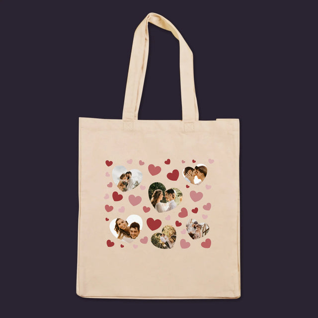 Fotocollage: Hartjes Foto'S - Canvas Tas