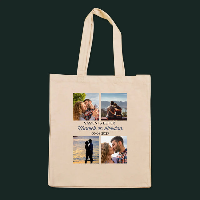 Fotocollage: Samen Is Beter - Canvas Tas