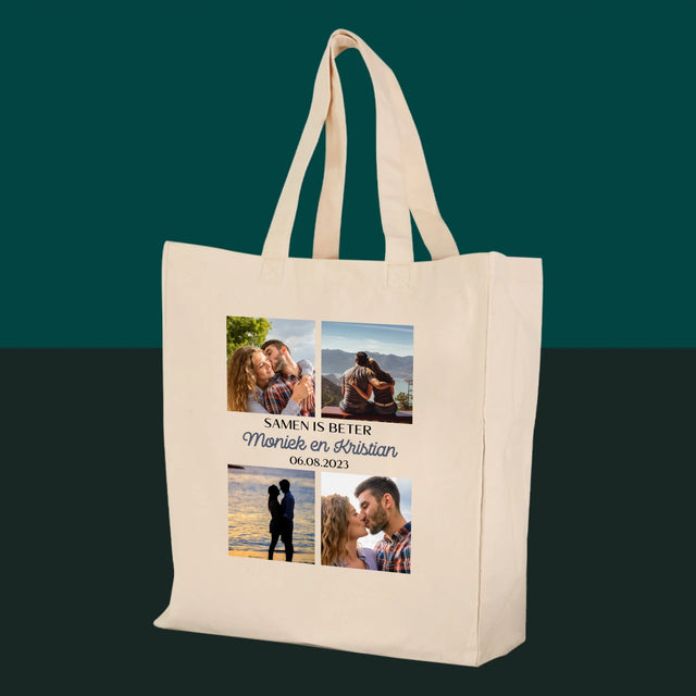 Fotocollage: Samen Is Beter - Canvas Tas