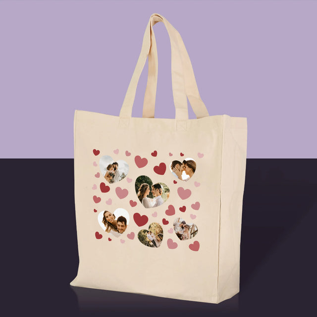 Fotocollage: Hartjes Foto'S - Canvas Tas