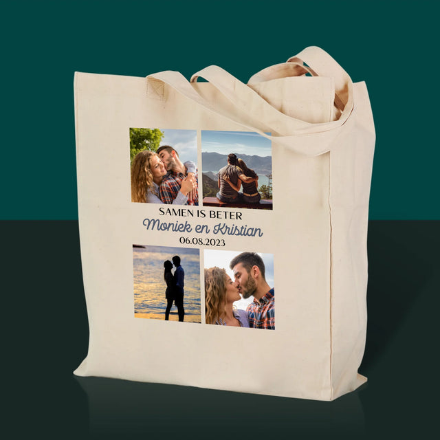 Fotocollage: Samen Is Beter - Canvas Tas