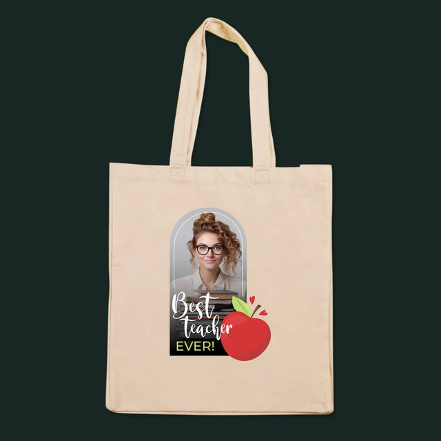 Foto En Handtekening: Best Teacher Ever - Canvas Tas