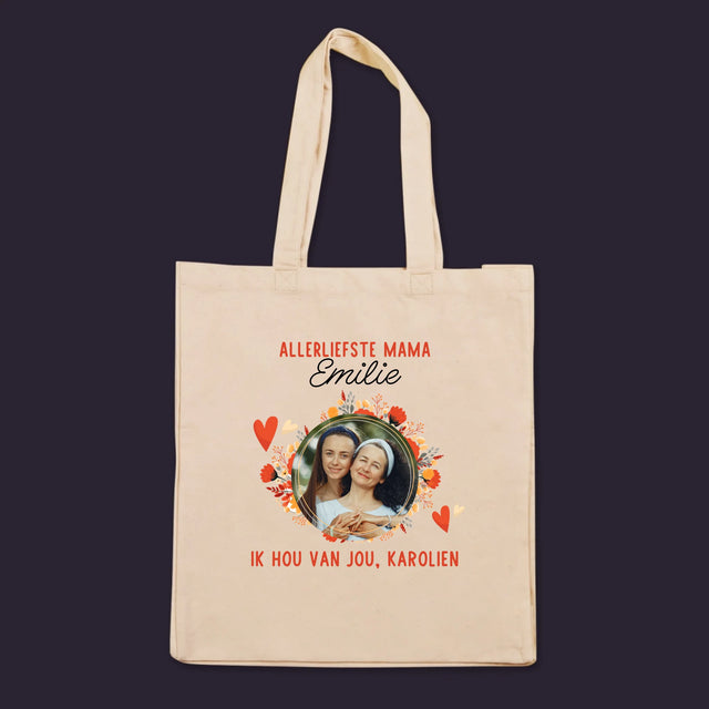 Foto En Handtekening: Allerliefste Mama - Canvas Tas