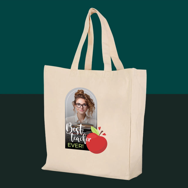 Foto En Handtekening: Best Teacher Ever - Canvas Tas
