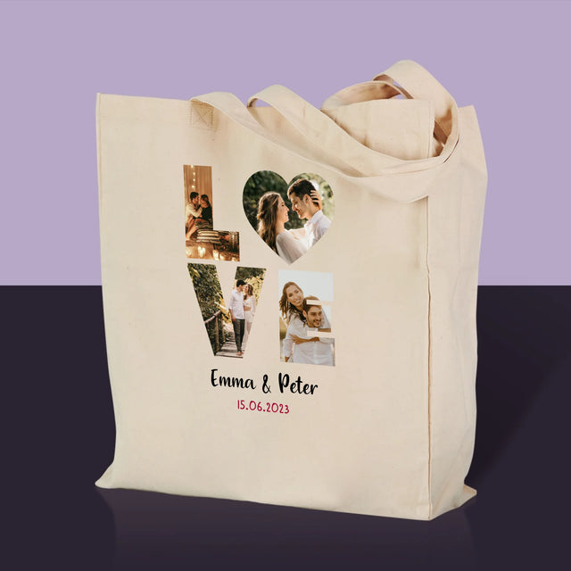 Woord Van Foto'S: Love Met Jouw Foto'S - Canvas Tas