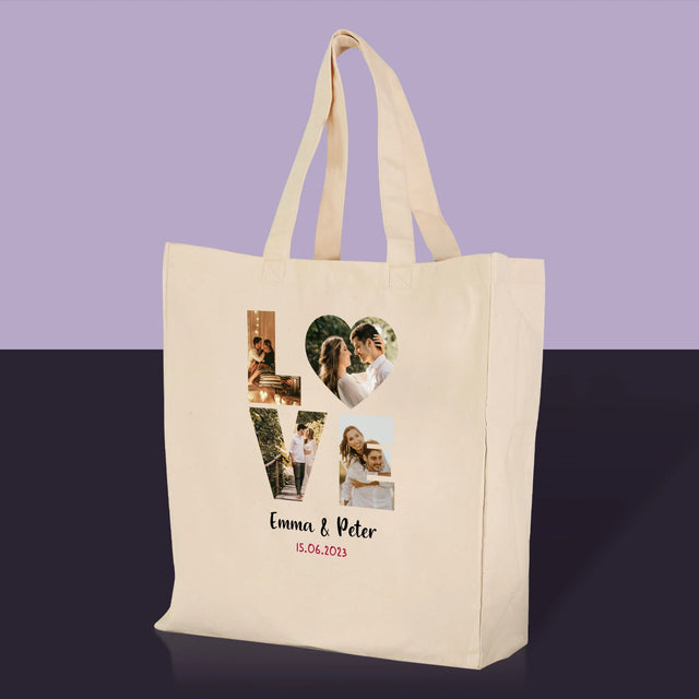 Woord Van Foto'S: Love Met Jouw Foto'S - Canvas Tas