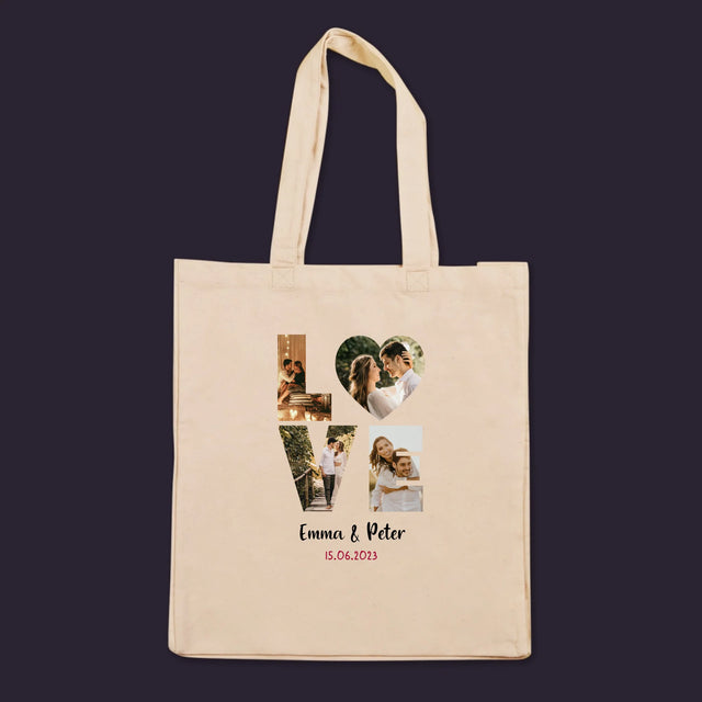 Woord Van Foto'S: Love Met Jouw Foto'S - Canvas Tas