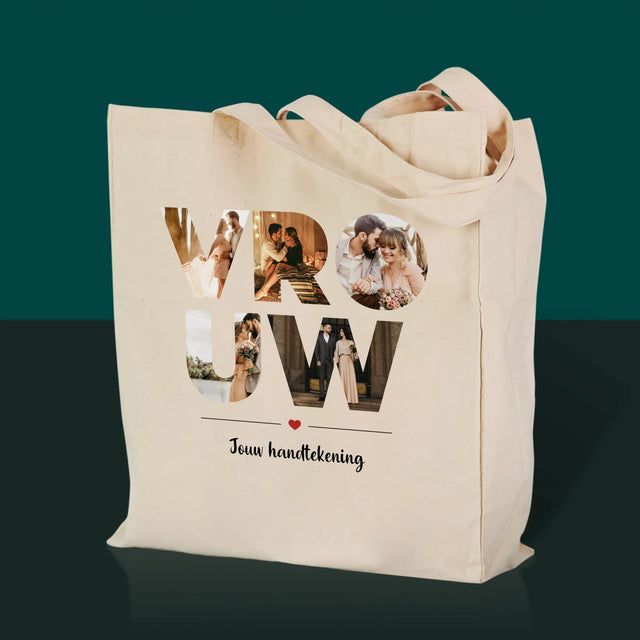 Woord Van Foto'S: Vrouw - Canvas Tas