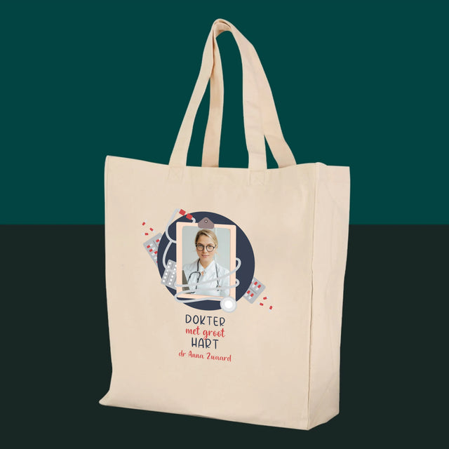 Foto En Handtekening: Dokter Met Groot Hart - Canvas Tas