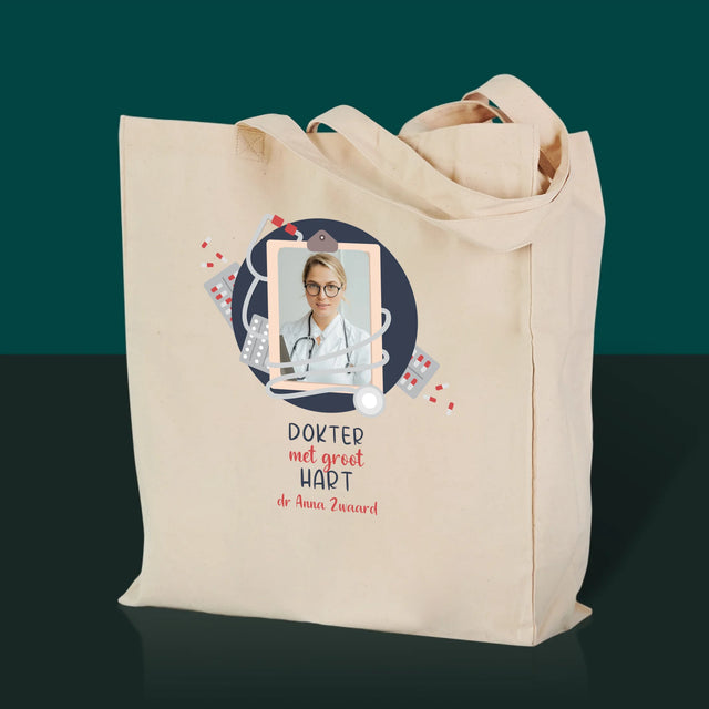 Foto En Handtekening: Dokter Met Groot Hart - Canvas Tas