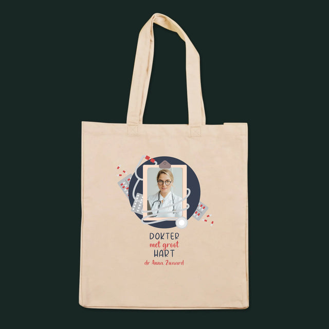 Foto En Handtekening: Dokter Met Groot Hart - Canvas Tas