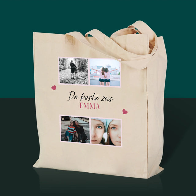 Fotocollage: De Beste Zus - Canvas Tas