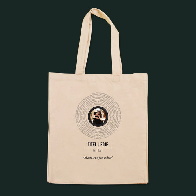 Foto En Handtekening: Songtekst Op Vinyl Lp - Canvas Tas