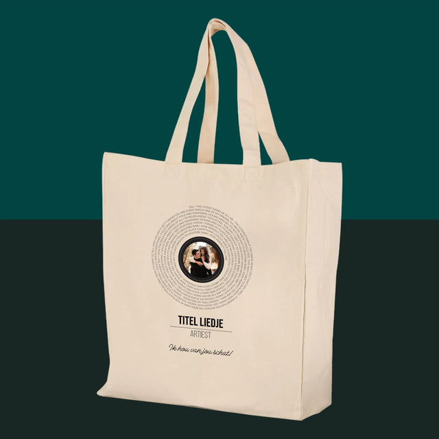 Foto En Handtekening: Songtekst Op Vinyl Lp - Canvas Tas