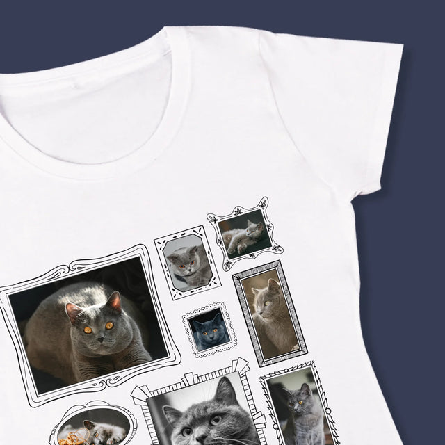 Fotocollage: Fotomuur Met Jouw Huisdier - T-Shirt Voor Dames