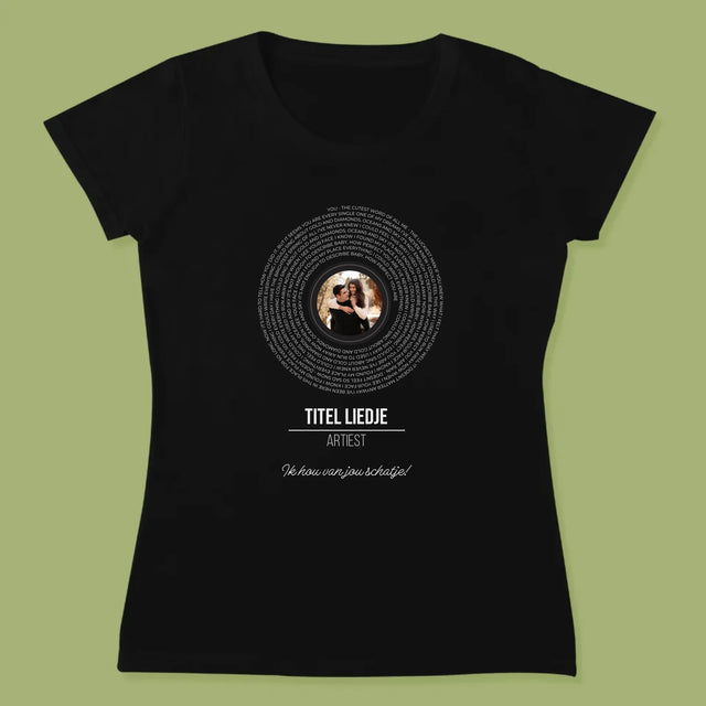 Foto En Handtekening: Songtekst Op Vinyl Lp - T-Shirt Voor Dames