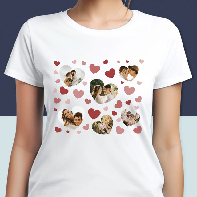 Fotocollage: Hartjes Foto'S - T-Shirt Voor Dames