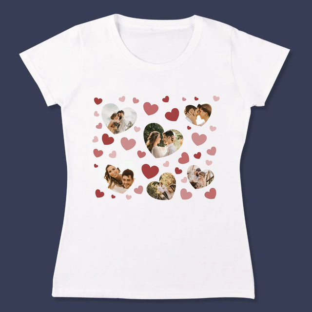 Fotocollage: Hartjes Foto'S - T-Shirt Voor Dames