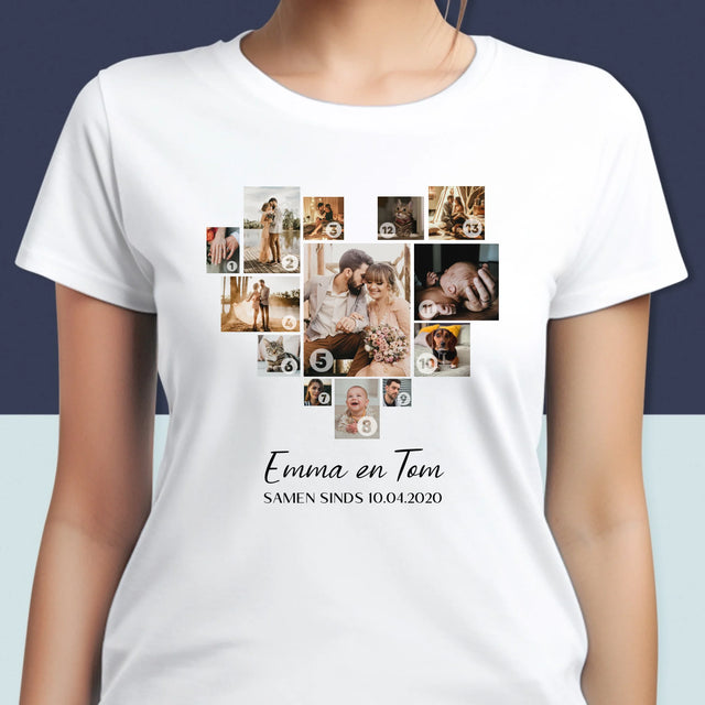 Fotocollage: Fotocollage Hart - T-Shirt Voor Dames