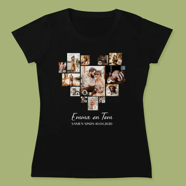 Fotocollage: Fotocollage Hart - T-Shirt Voor Dames