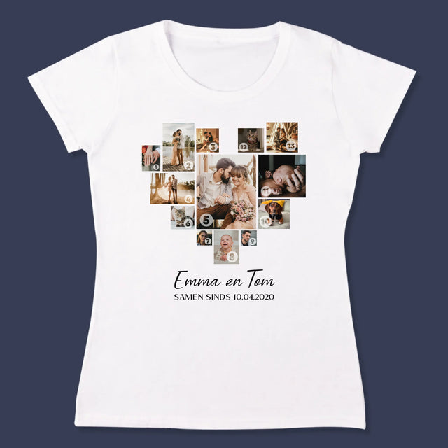 Fotocollage: Fotocollage Hart - T-Shirt Voor Dames