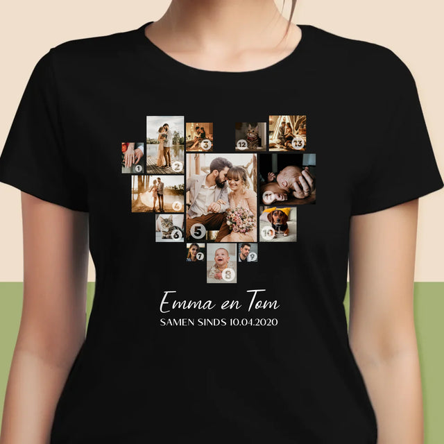 Fotocollage: Fotocollage Hart - T-Shirt Voor Dames