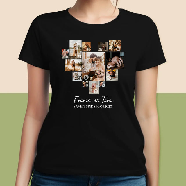 Fotocollage: Fotocollage Hart - T-Shirt Voor Dames
