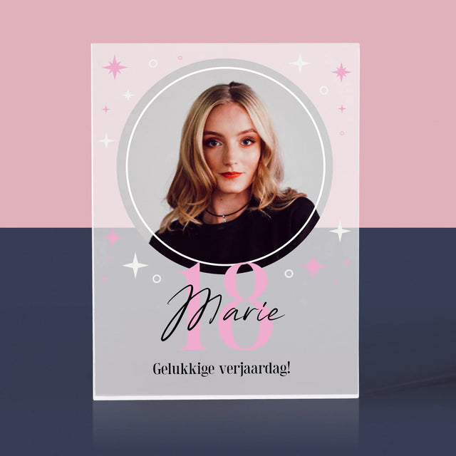 Foto En Handtekening: 18 Sterren - Acryl Blok