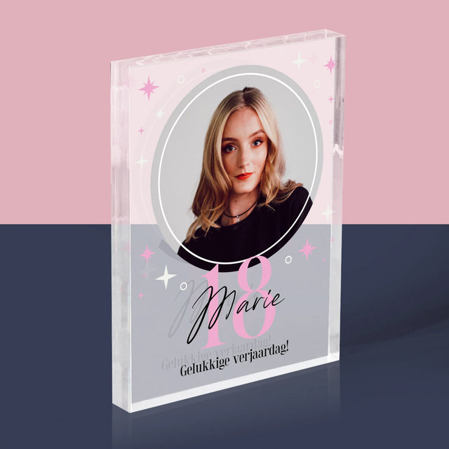 Foto En Handtekening: 18 Sterren - Acryl Blok