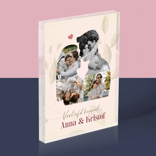 Vorm Van Foto'S: Verliefd Koppel - Acryl Blok