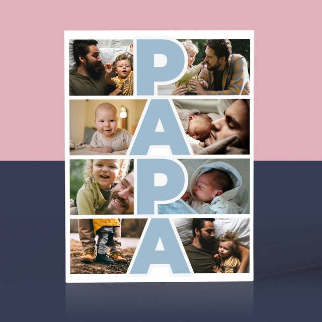 Fotocollage: Tekst Papa - Acryl Blok