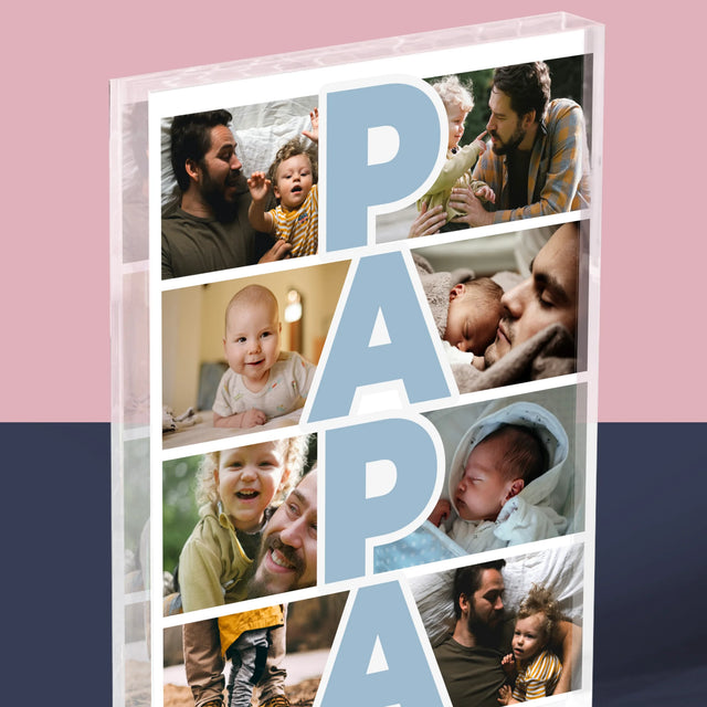 Fotocollage: Tekst Papa - Acryl Blok
