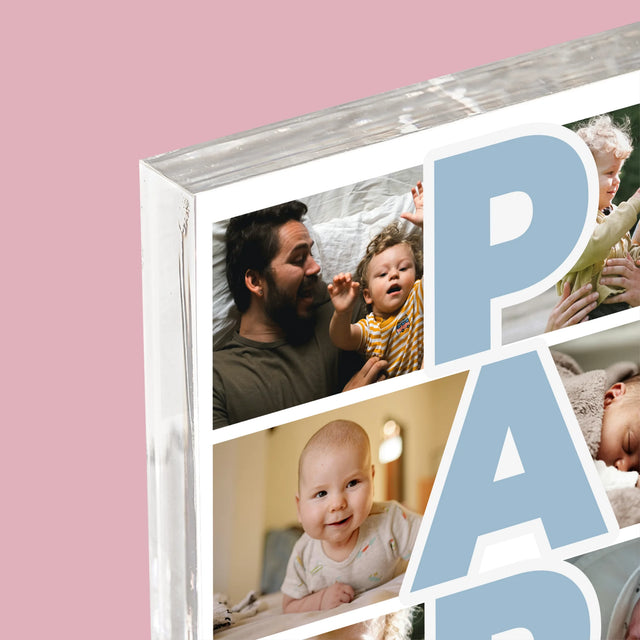 Fotocollage: Tekst Papa - Acryl Blok