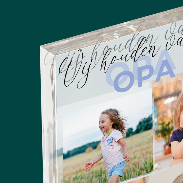 Fotocollage: Opa Wij Houden Van Jou - Acryl Blok