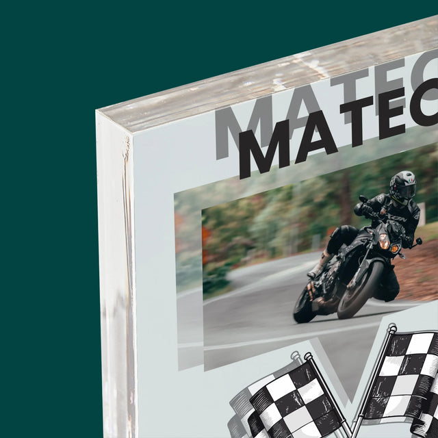 Foto En Handtekening: Als Eerste Bij De Finish - Acryl Blok