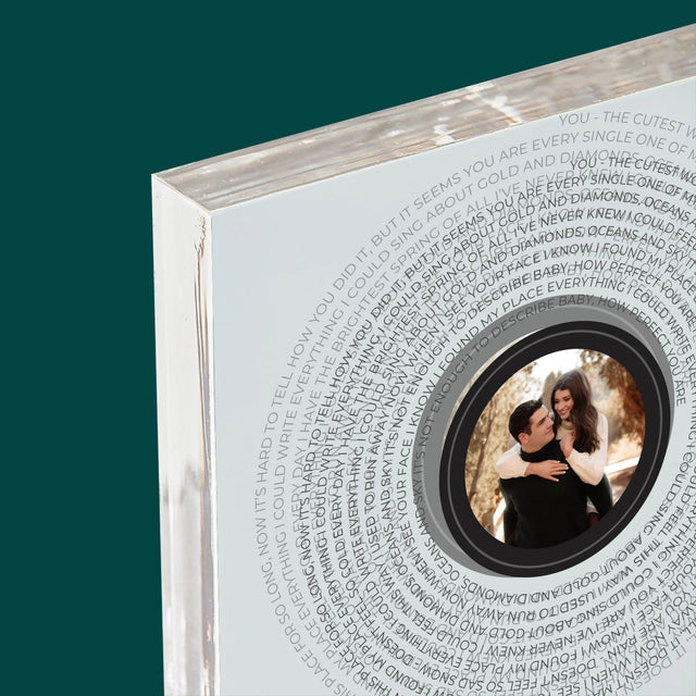 Foto En Handtekening: Songtekst Op Vinyl Lp - Acryl Blok