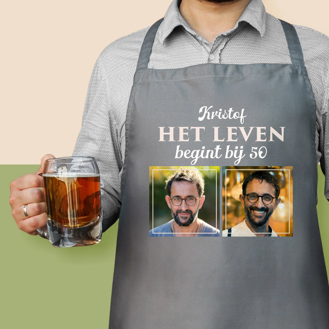 Fotocollage: Het Leven Begint Bij 50 - Schort