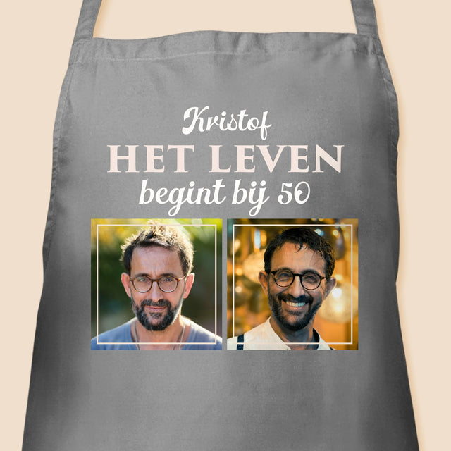 Fotocollage: Het Leven Begint Bij 50 - Schort