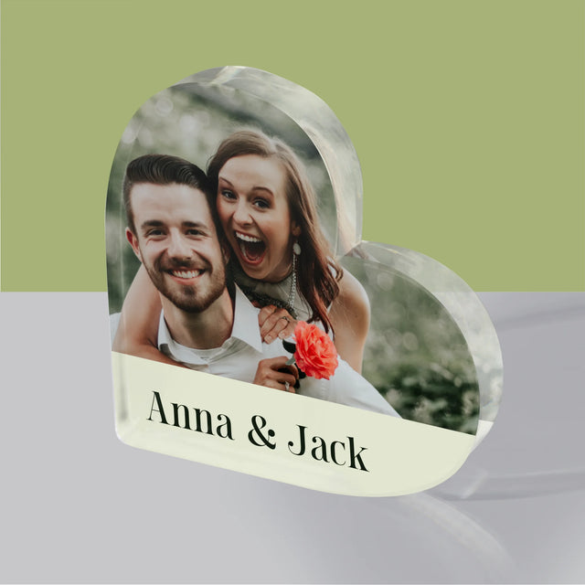 Fotocollage: Namen, Koppel - Acryl Blok Hart