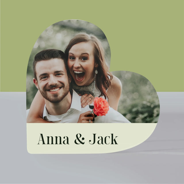 Fotocollage: Namen, Koppel - Acryl Blok Hart