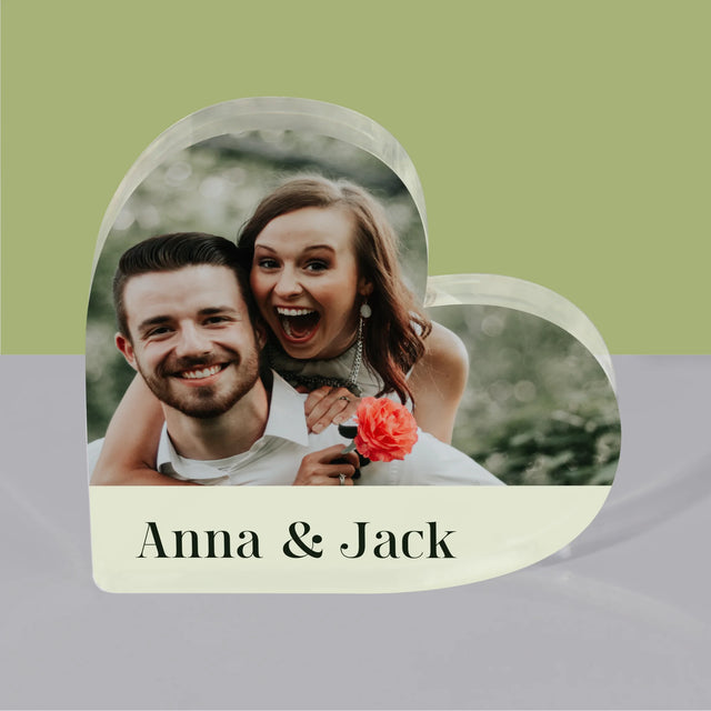 Fotocollage: Namen, Koppel - Acryl Blok Hart